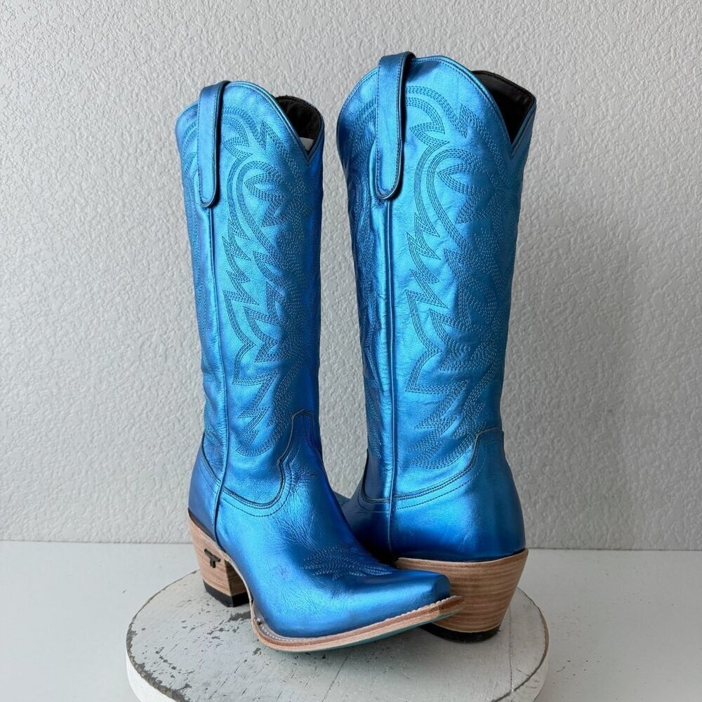 Lane SMOKESHOW Womens Cowboy Boots 10 Blue Western Cowgirl Mid Calf Pointed Toe